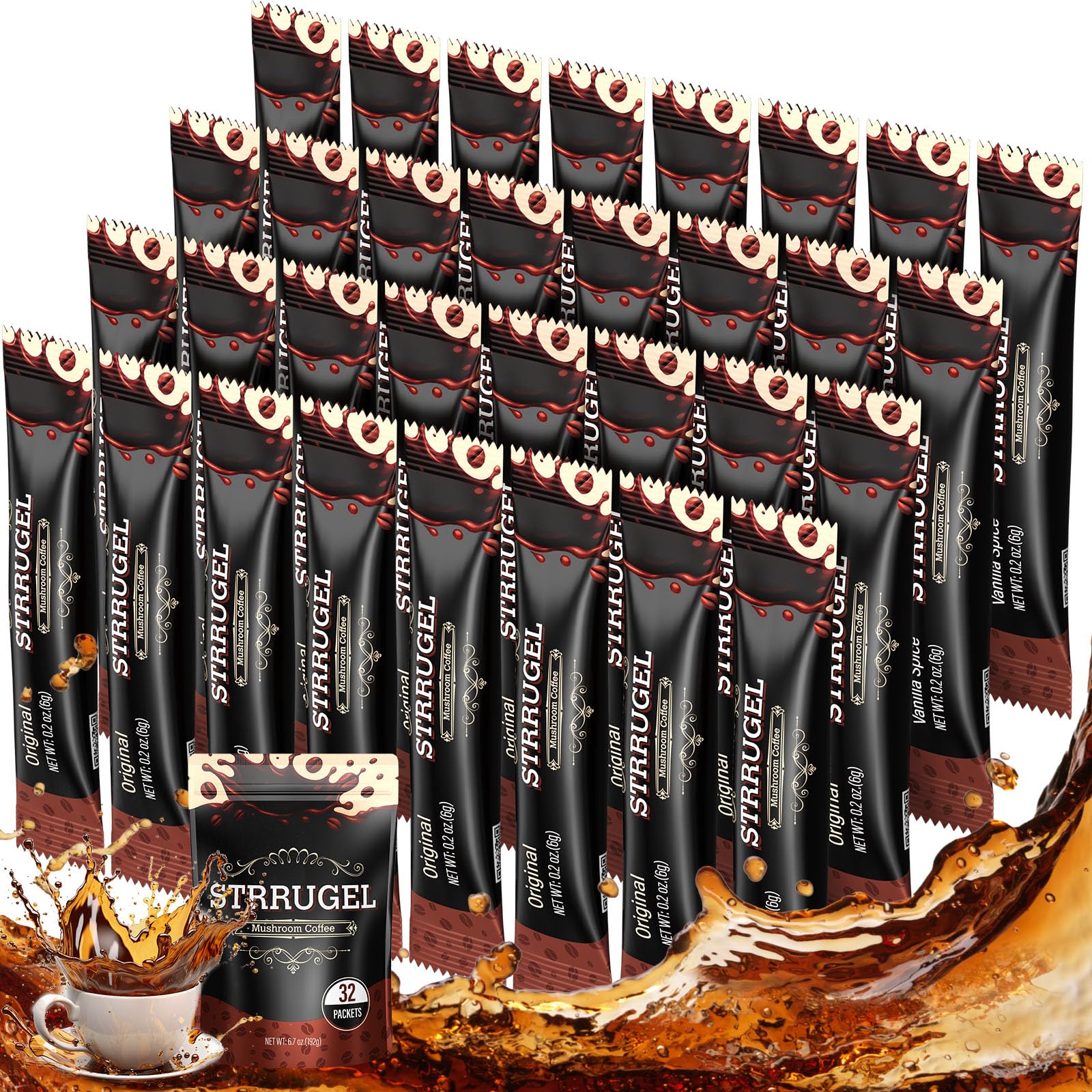 Strrugel Café de Hongos con Melena de León para enfoque suave durante la mañana.