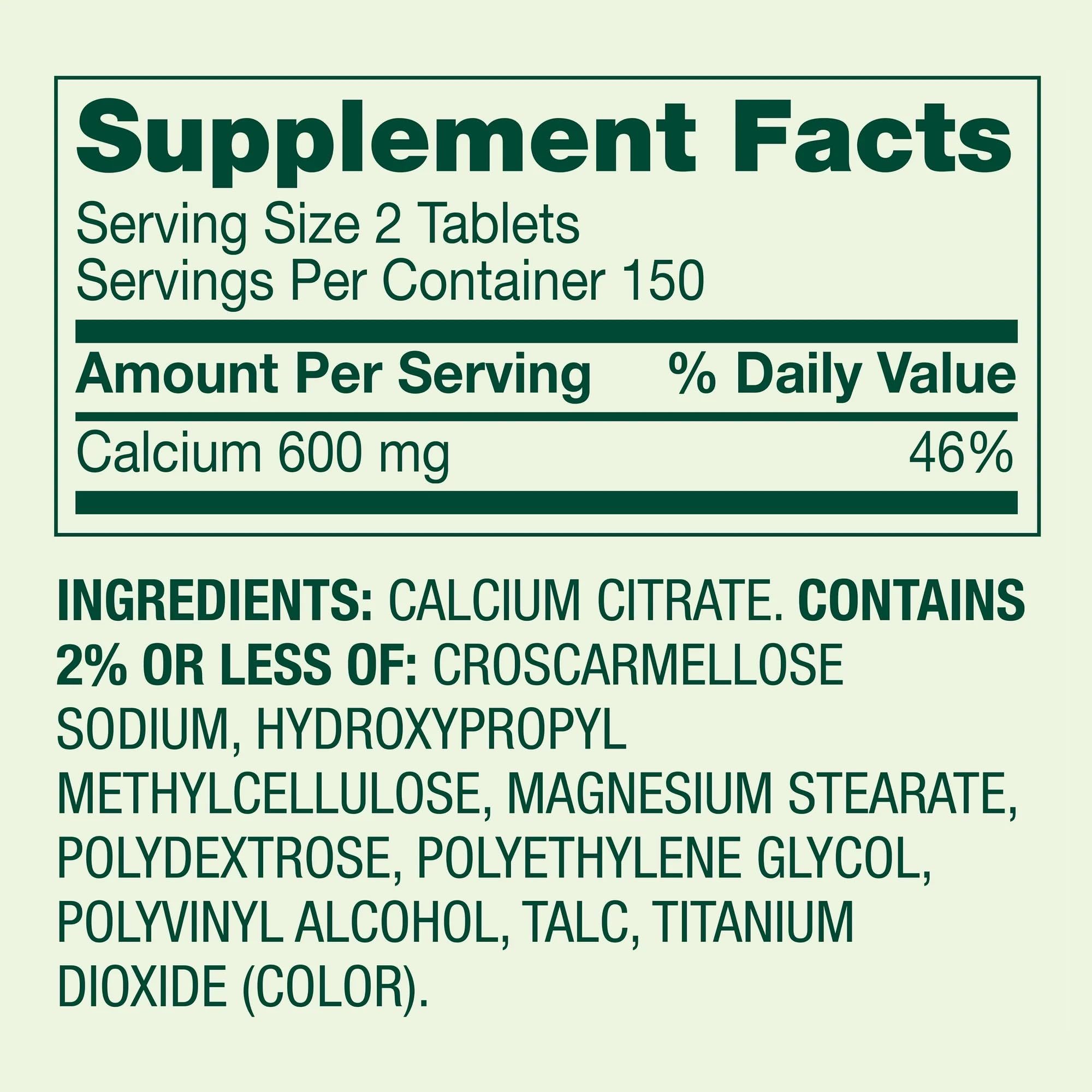 STS Home citrato de calcio 600 mg, empaque con 300 tabletas para varios meses.