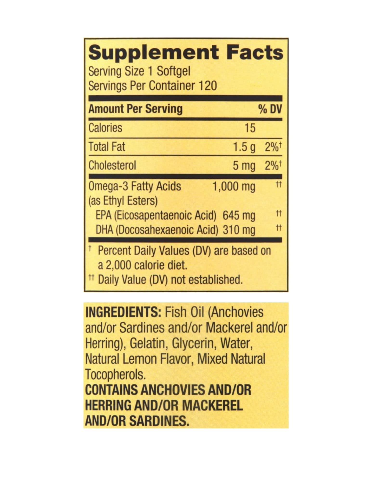 STS Home Omega-3, contenido de EPA y DHA por porción para ácidos grasos esenciales.