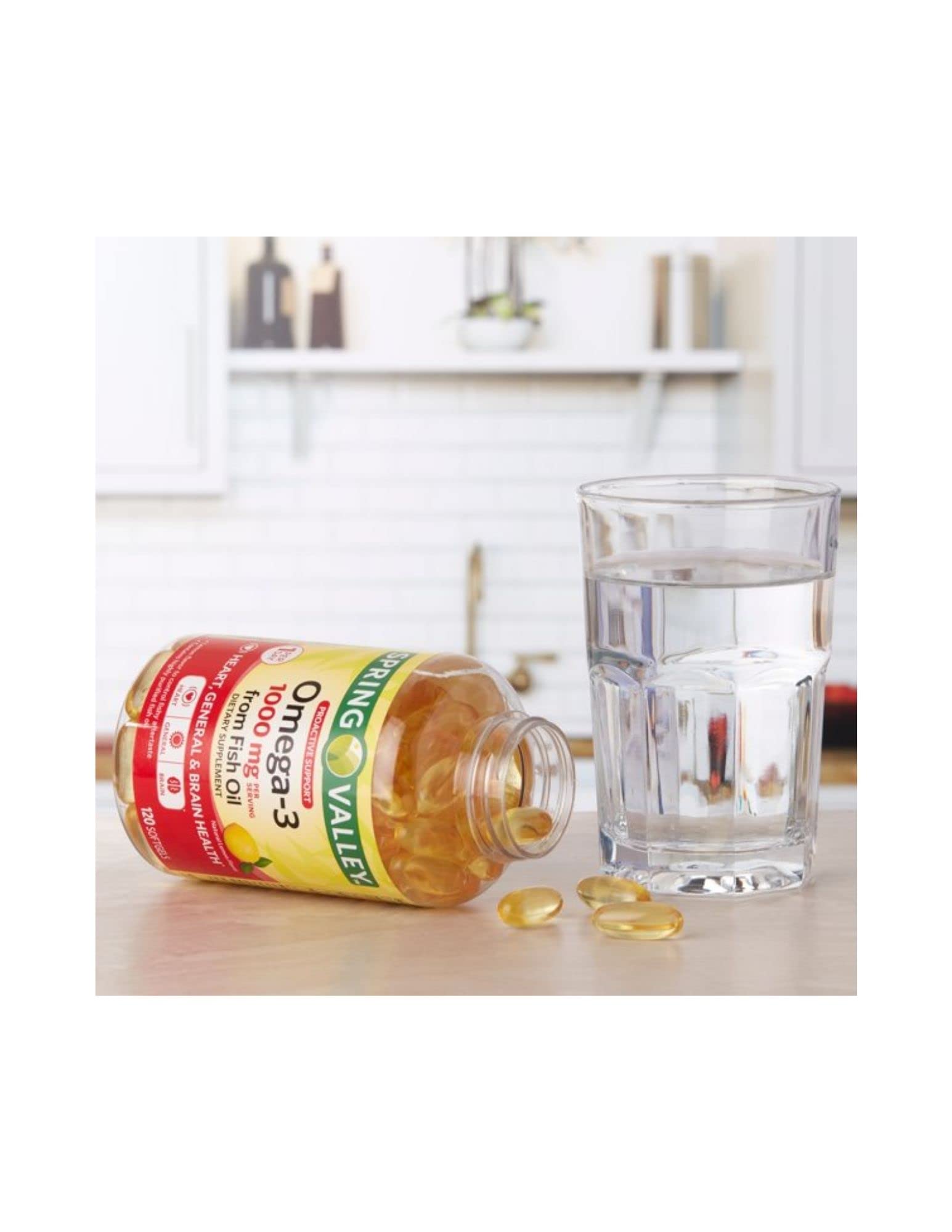 Spring Valley Omega-3 con sabor a limón para una experiencia agradable.