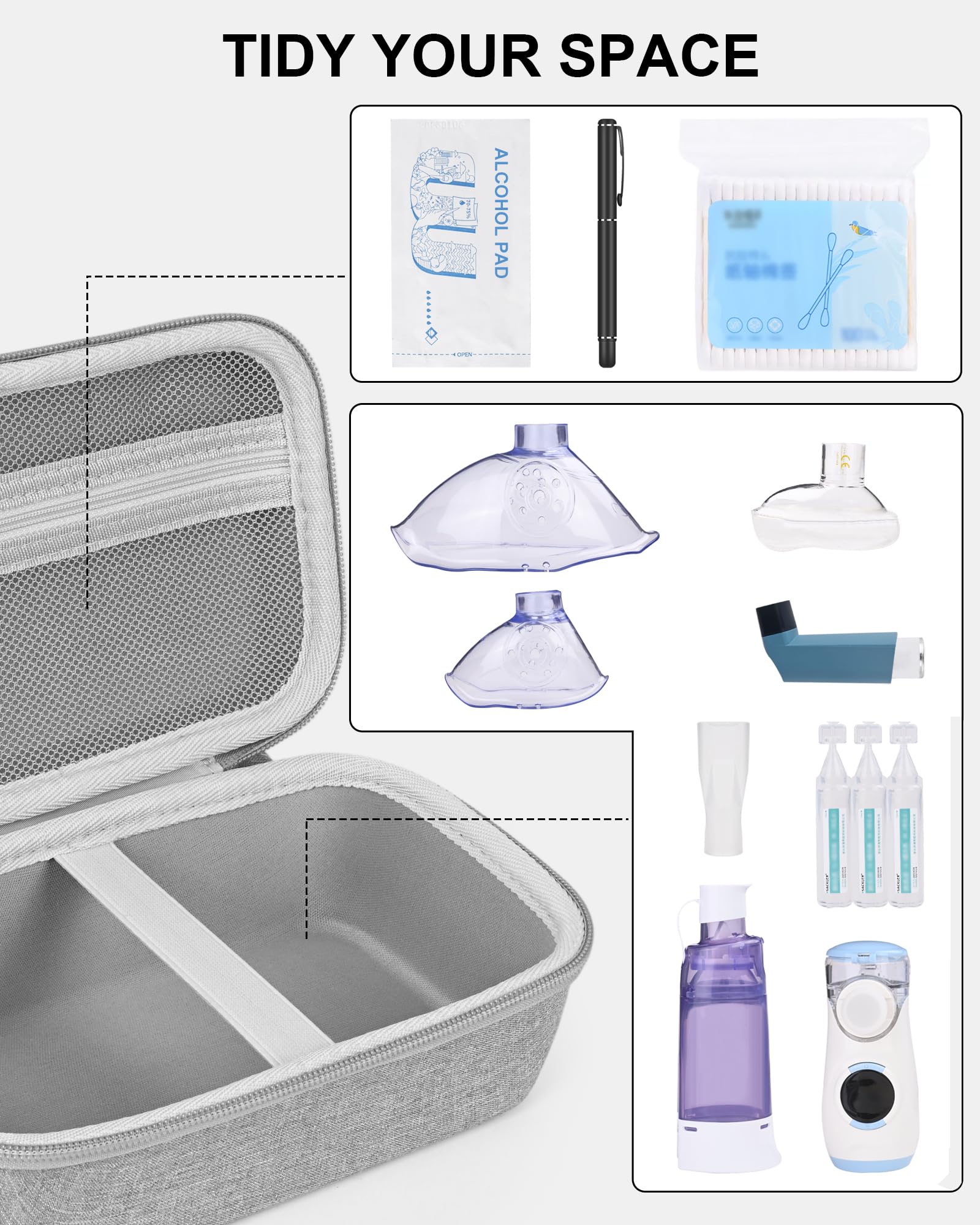 Funda eva resistente de stukcaze para inhalador en color gris.