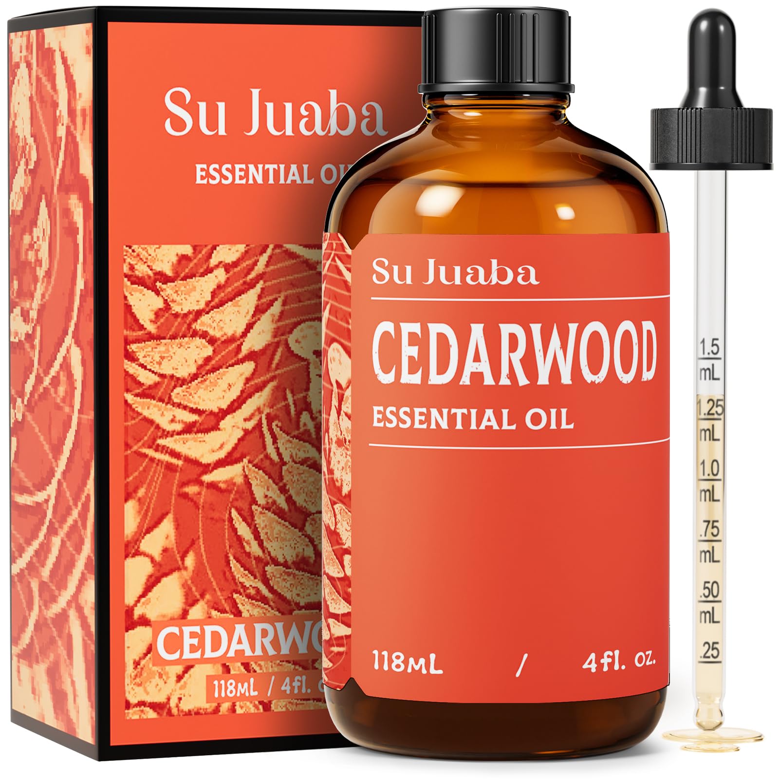SU JUABA Aceite de Cedro: botella ámbar de 118 ml para conservar el aroma