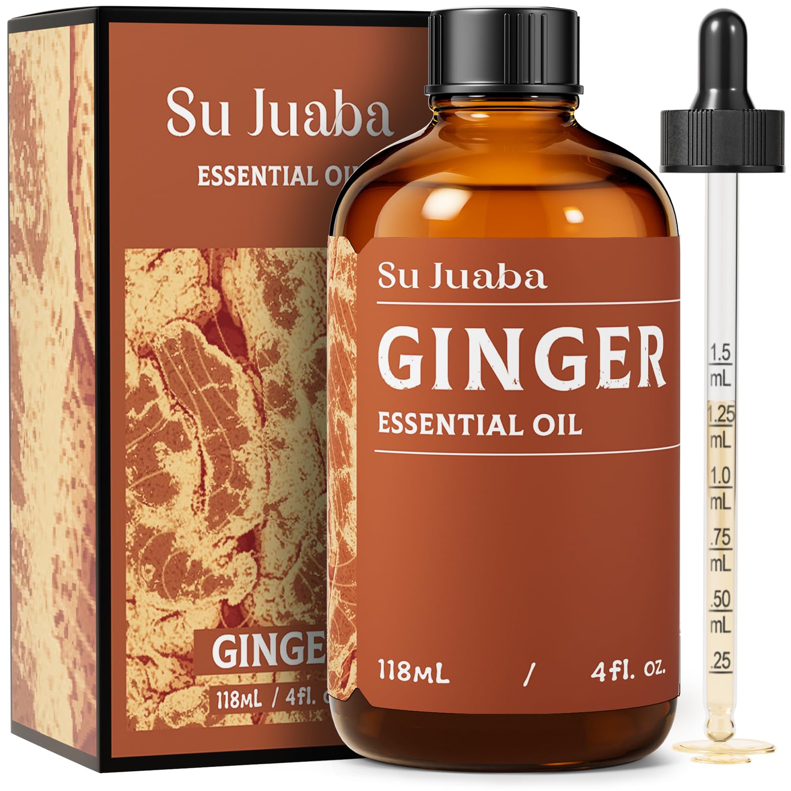 SU JUABA Aceite de jengibre 4oz para masaje relajante y calor suave