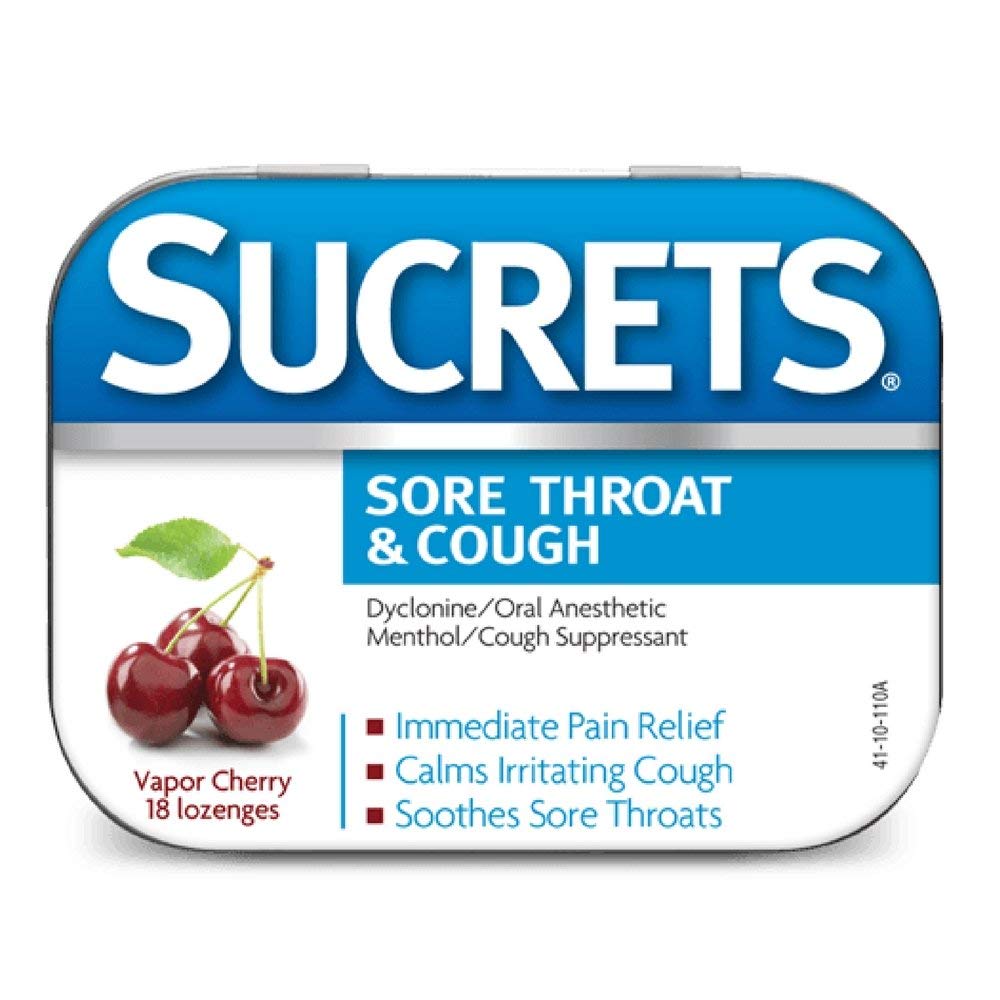 Sucrets Vapor Cherry: empaque de 18 pastillas para comodidad al hablar en cualquier momento