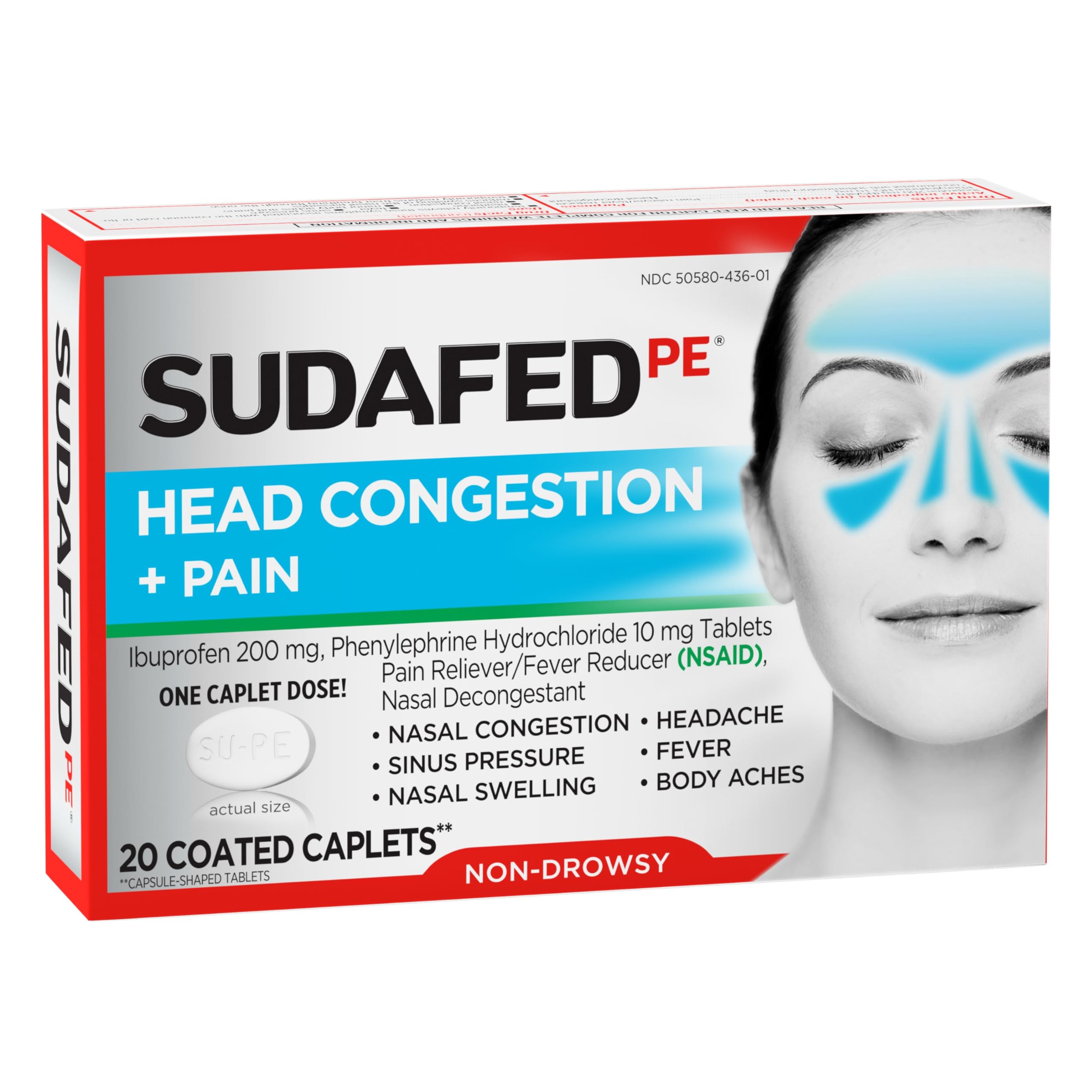 Conjunto que ilustra descongestión nasal sin somnolencia.