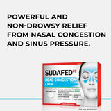 Detalle de comprimidos recubiertos Sudafed PE mostrando cobertura segura para uso diario.