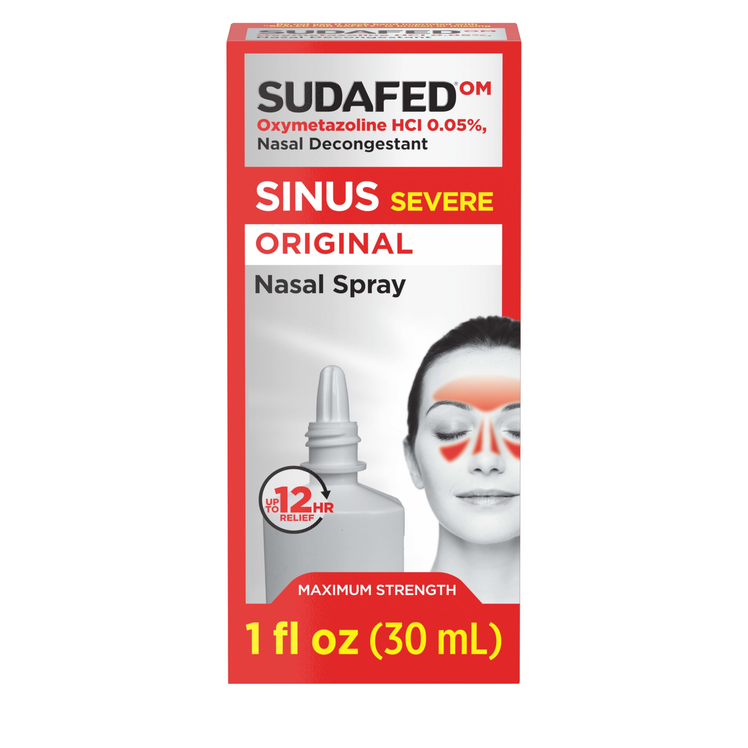 Sudafed Sinus Severe Original aerosol nasal en botella, alivio rápido de la congestión