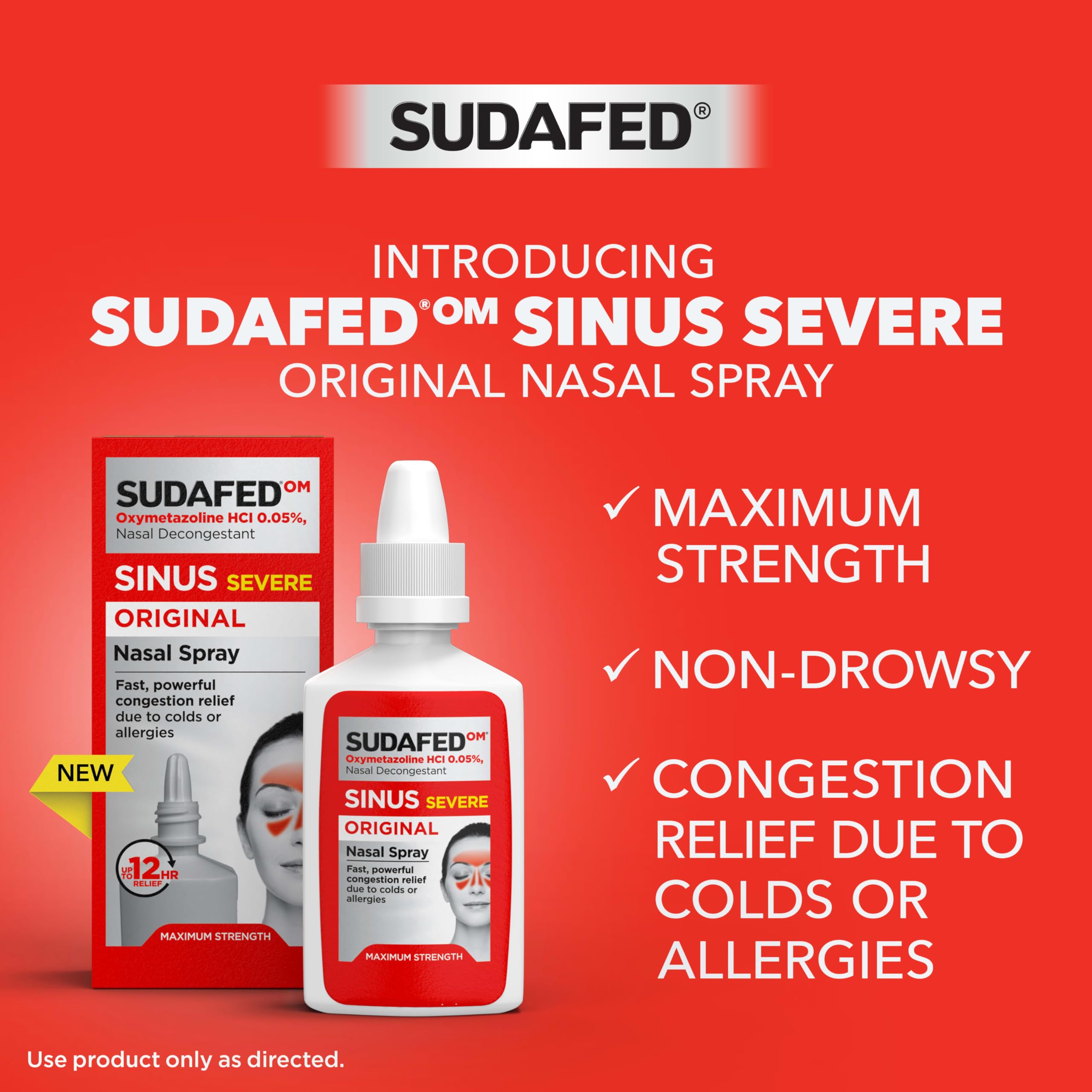 Sudafed Sinus Severe Original aerosol nasal, dosis recomendadas para alivio de la congestión