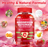 Gomitas Sudrolove de magnesio glicinato 600mg sabor fresa, textura suave