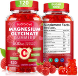Sudrolove gomitas de magnesio glicinato sabor frambuesa, empaque práctico para uso diario.