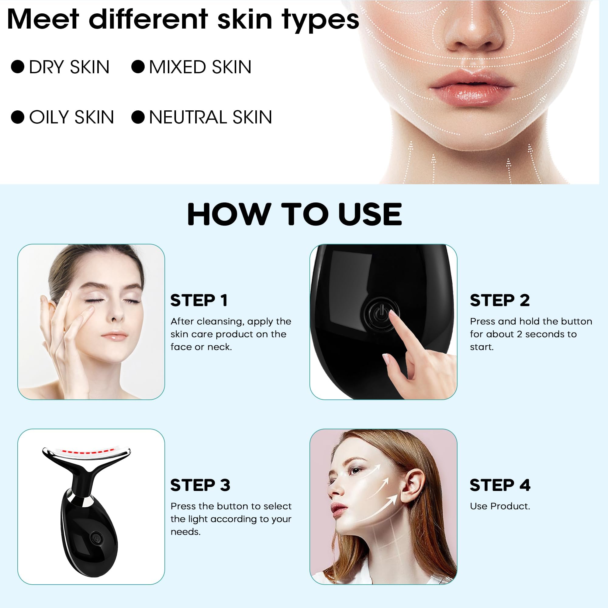 Suenohyu Masaje facial ergonómico ofrece agarre antideslizante durante sesiones cortas.