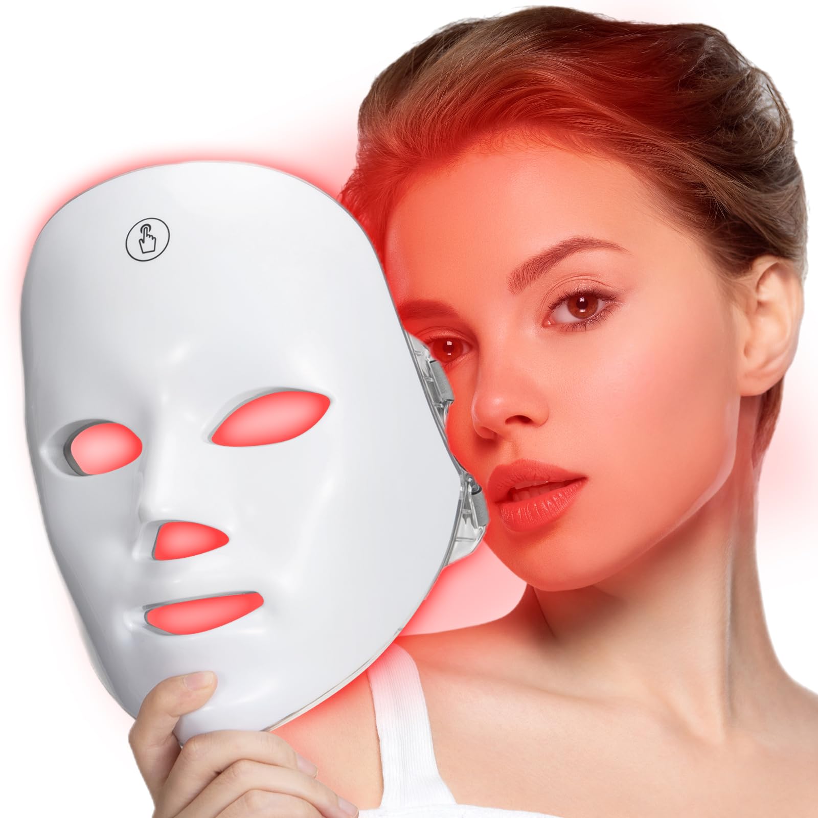 SUERBEATY máscara de luz roja con 270 luces cubre toda la cara para iluminación uniforme.