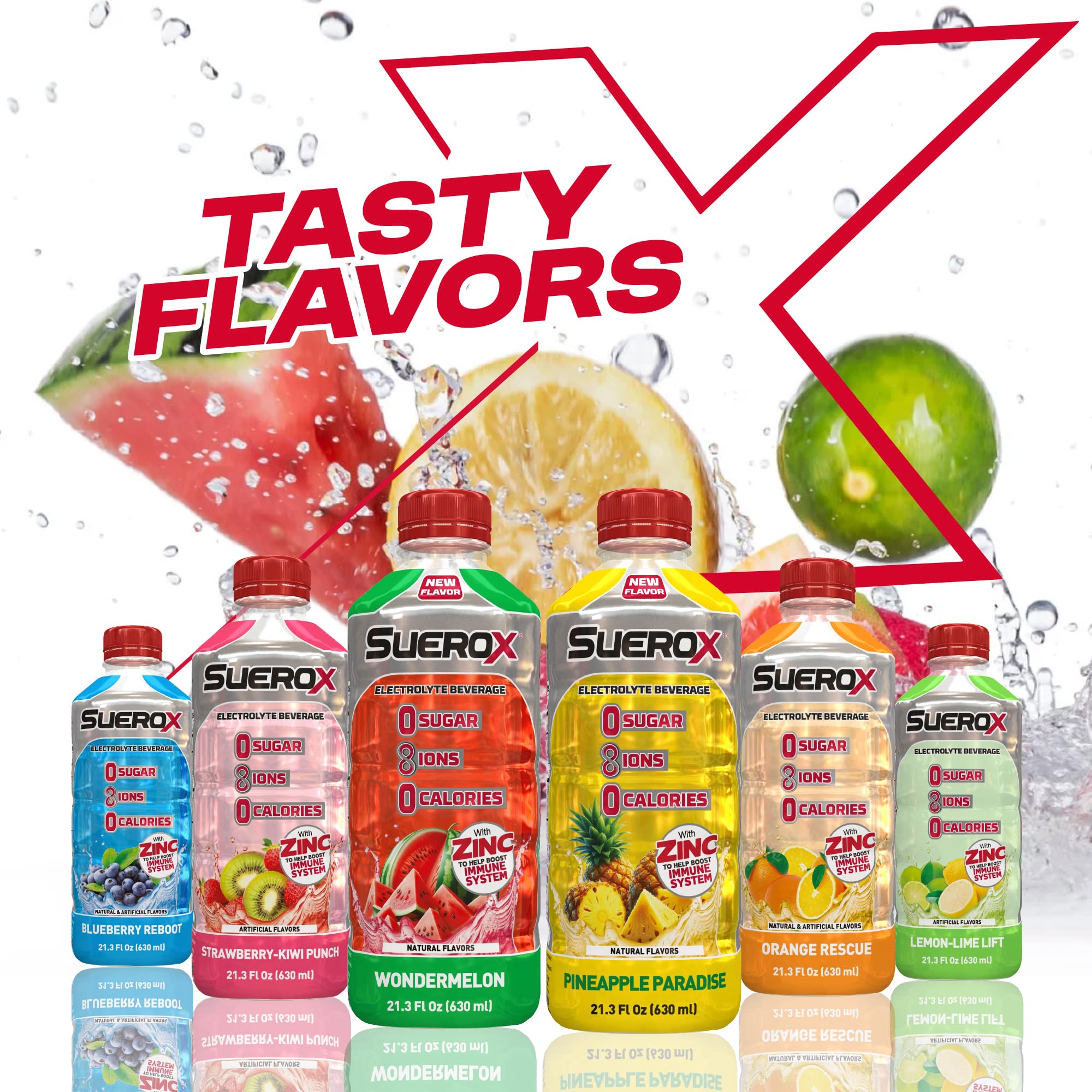 Suerox Sabor Frambuesa, formato 21,3 oz, uso durante deporte al aire libre.