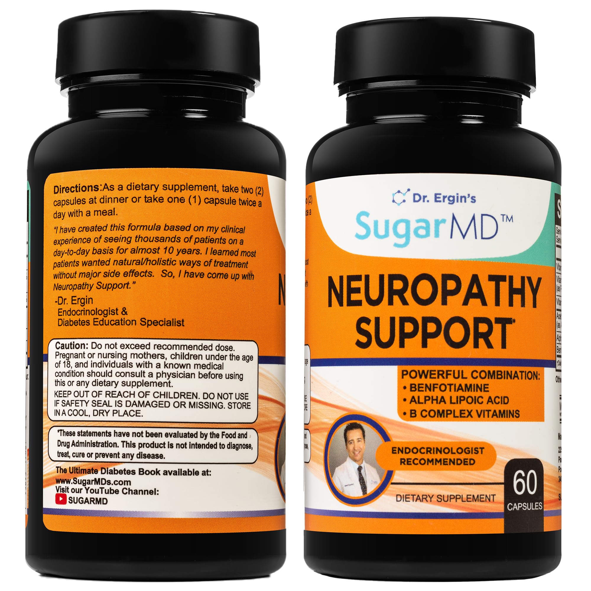 SugarMD Neuropatía: botella de 60 cápsulas para el soporte nervioso diario