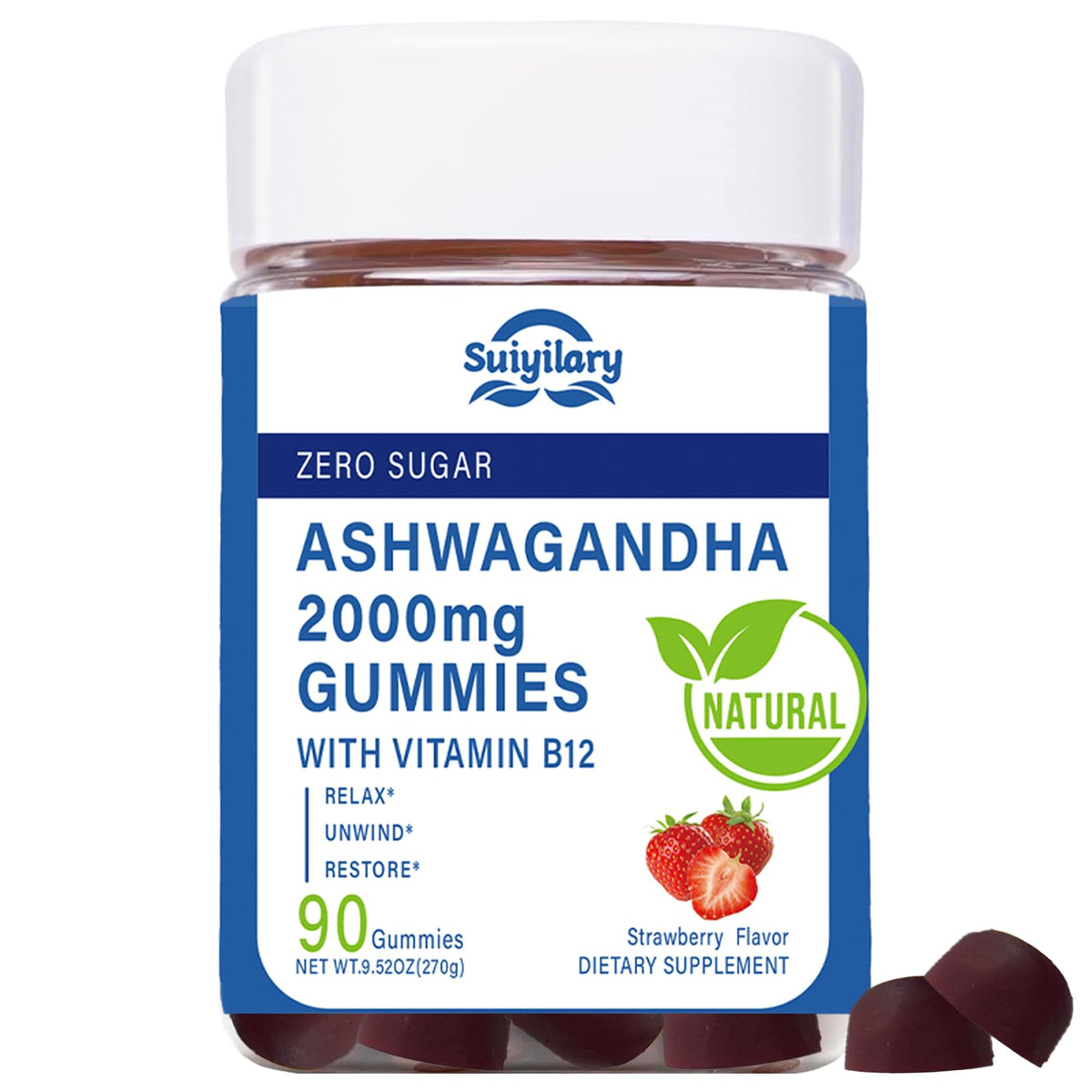 Gomitas Suiyilary de Ashwagandha en botella para uso diario