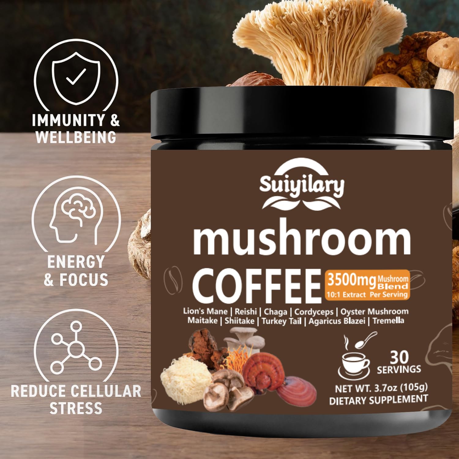 Suiyilary café de hongos con chaga, sabor suave y beneficios potenciales