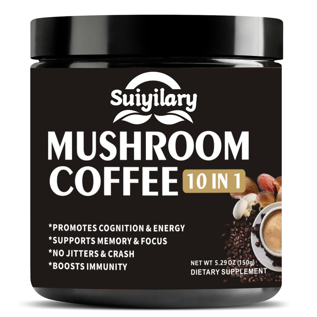 Envase de 150 g de Suiyilary Café de Hongos para almacenamiento práctico diario.