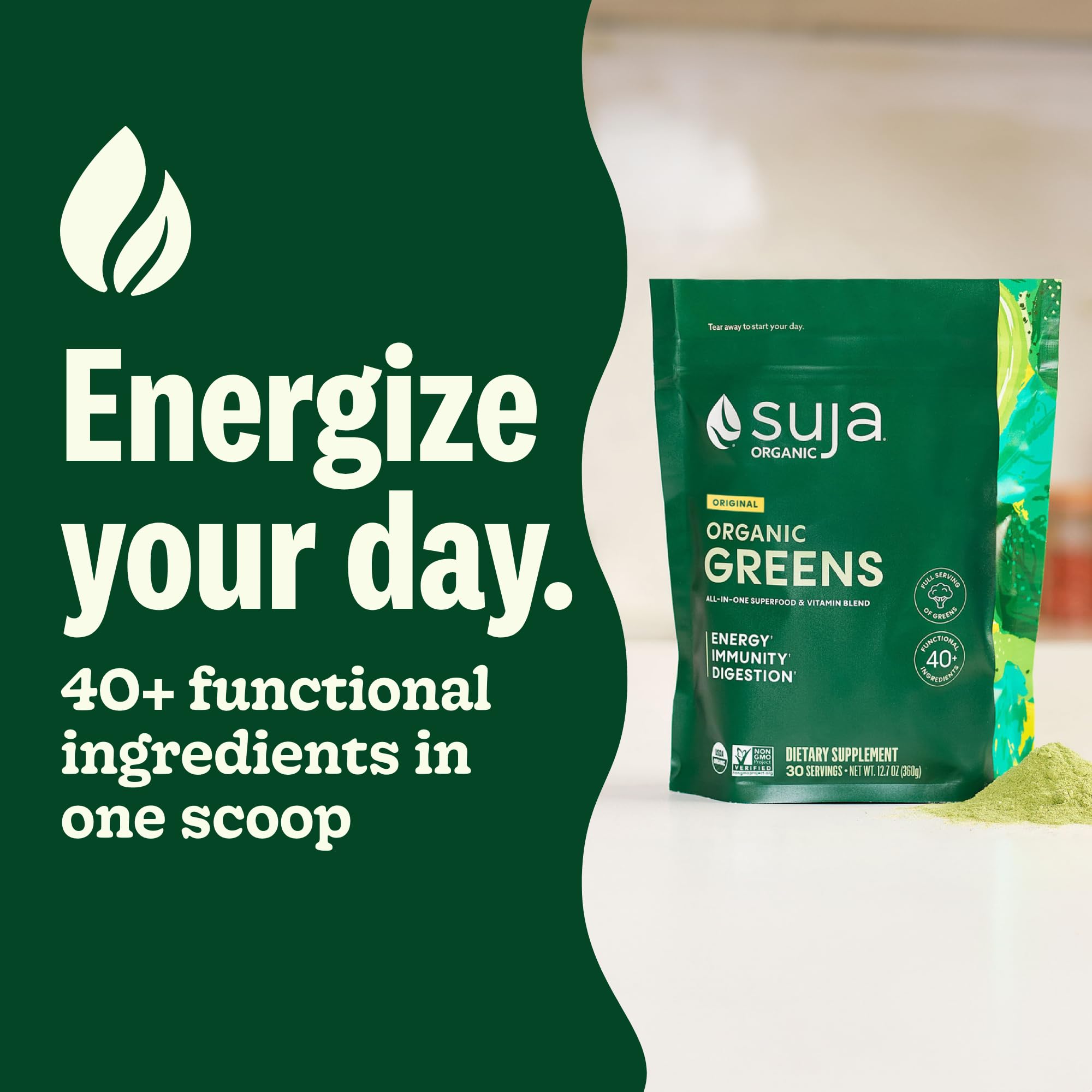 Suja Polvo Verde Orgánico - mezcla en vaso: fácil de incorporar en batidos.