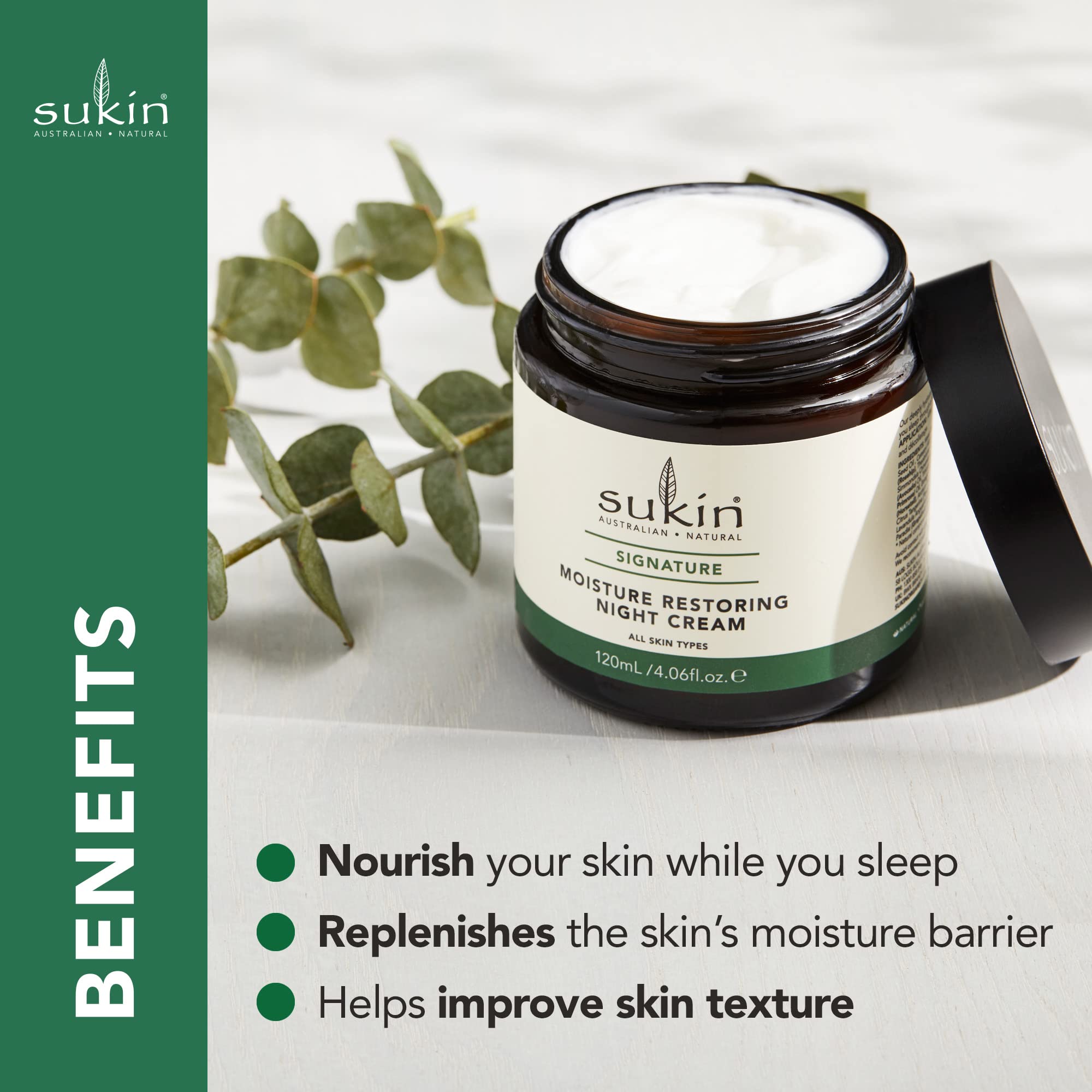 Textura cremosa de Sukin Organics para dormir y nutrir la piel