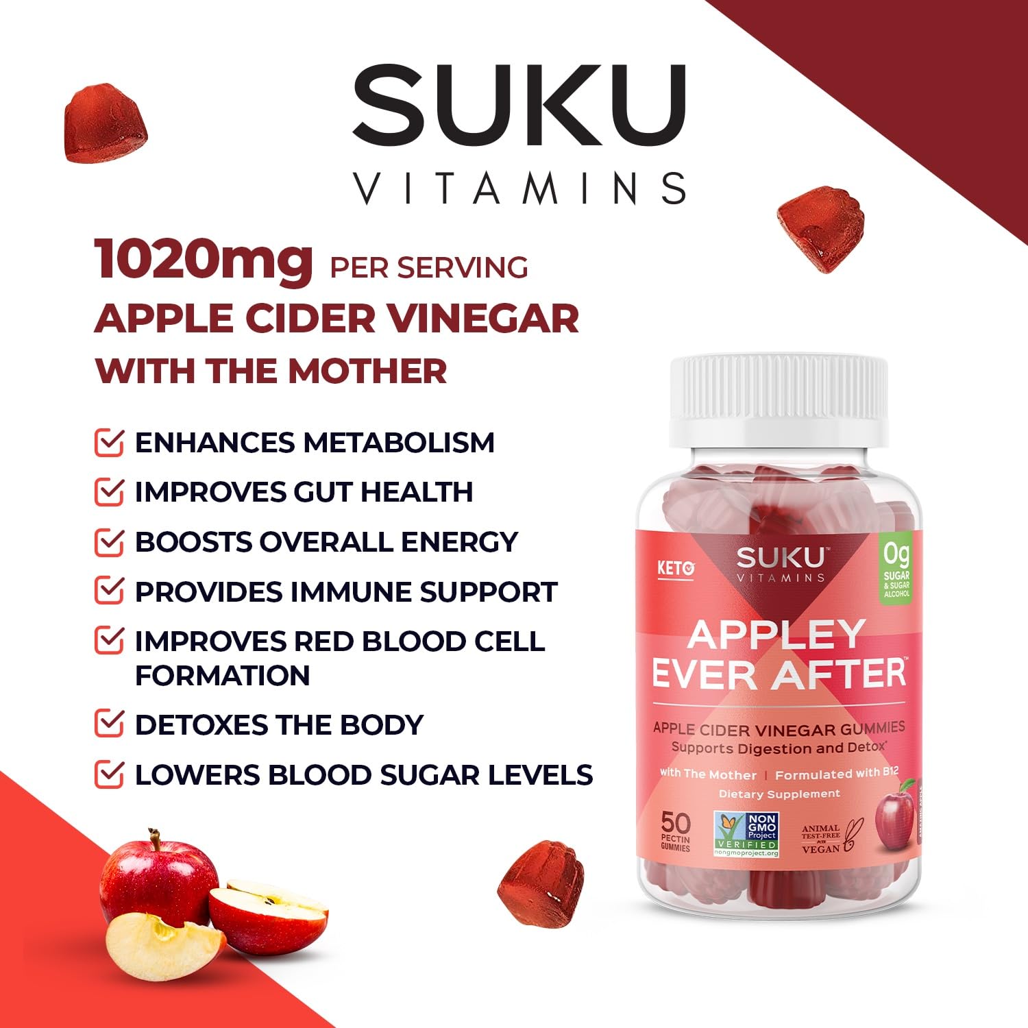 SUKU Appley Ever After sin azúcares añadidos para snack ligero.