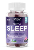 SUKU gomitas para dormir, envase frontal, ayudan a iniciar el sueño suavemente.