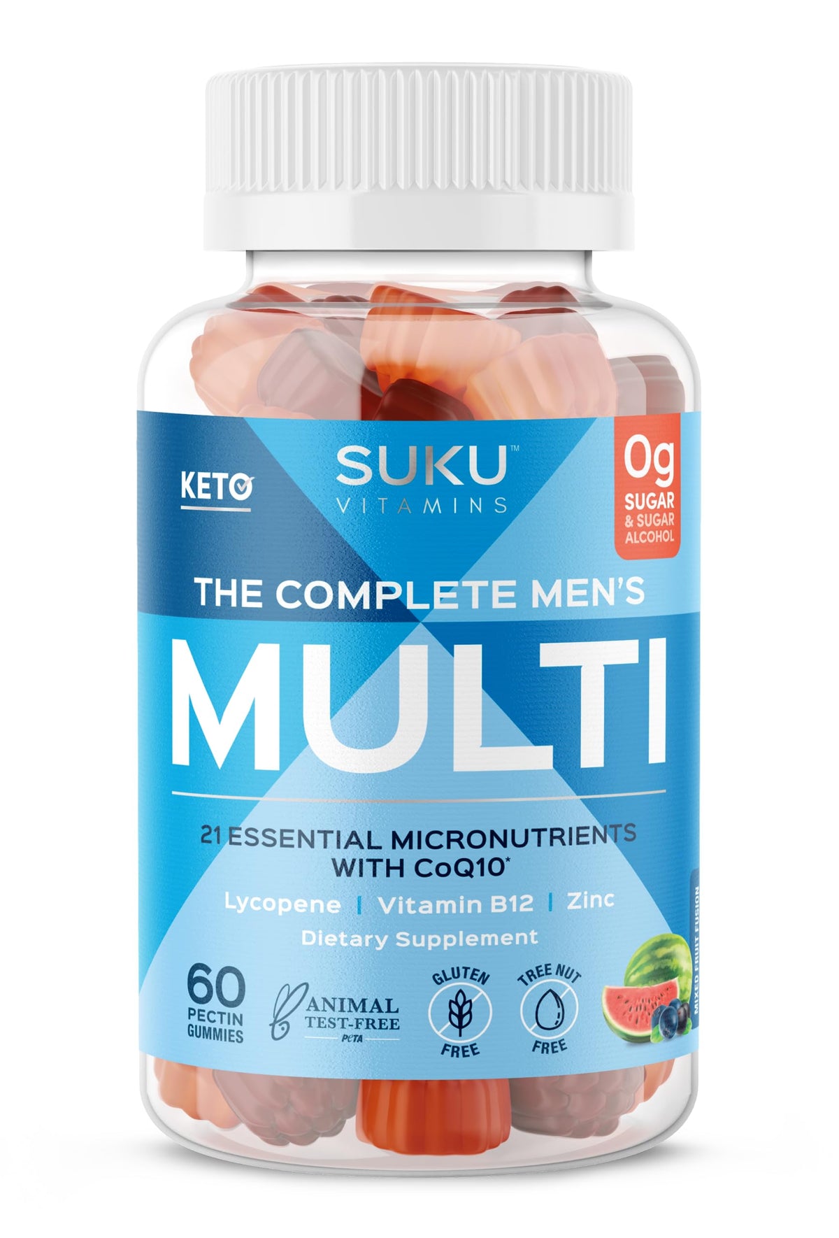 Gominolas SUKU para hombres en envase multivitaminas para uso diario