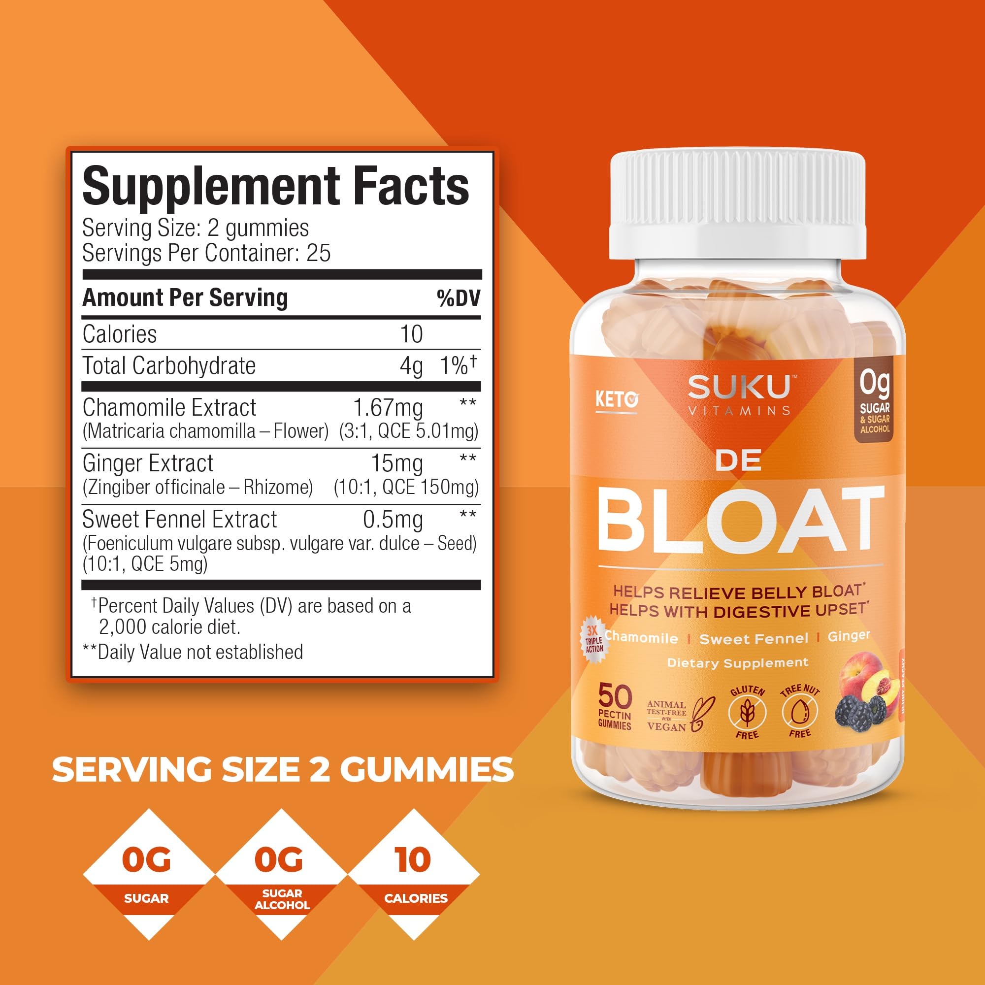 SUKU Debloat: ingredientes clave para apoyo estomacal y bienestar general