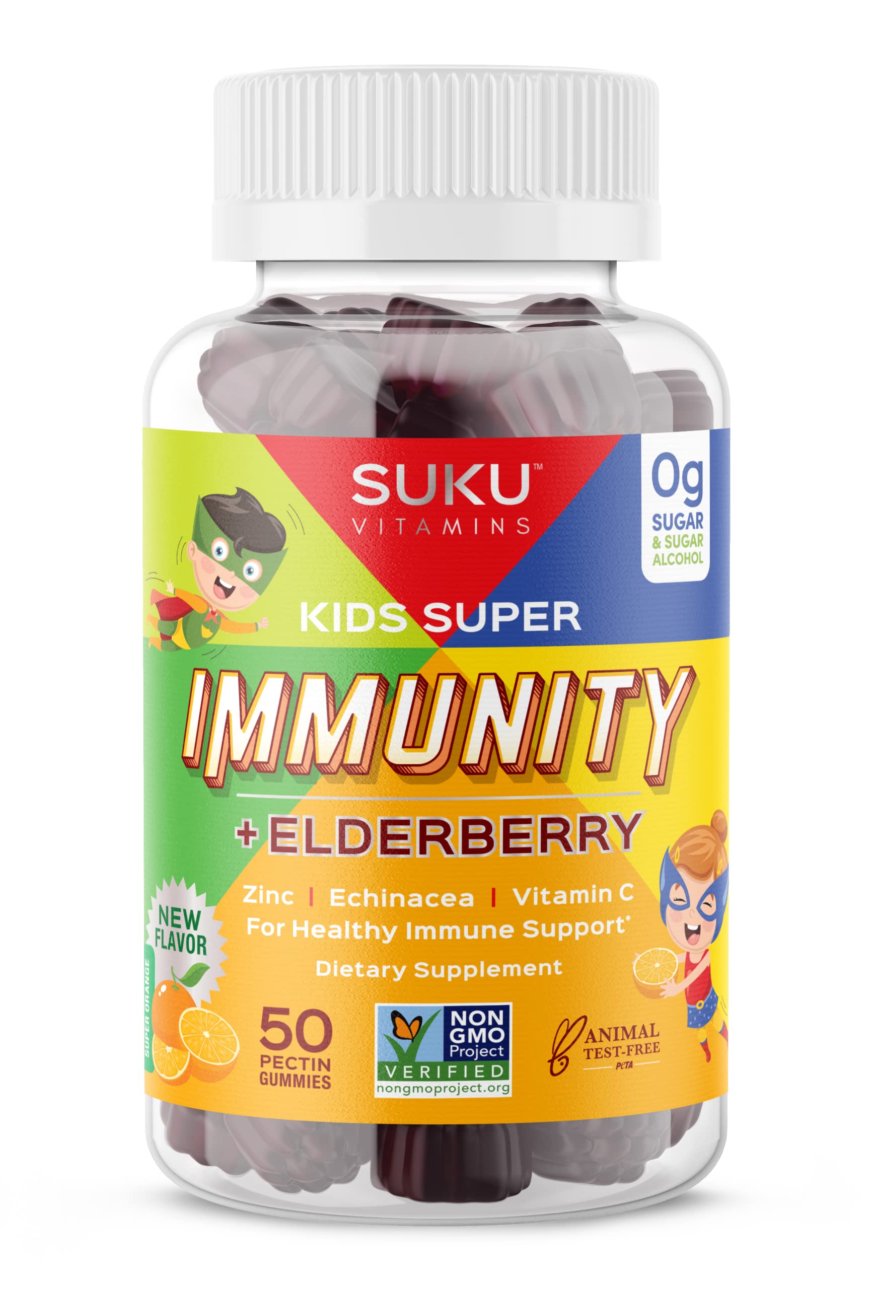 SUKU Vitamins para niños, gomitas en botella, apoyo diario al sistema inmunitario.