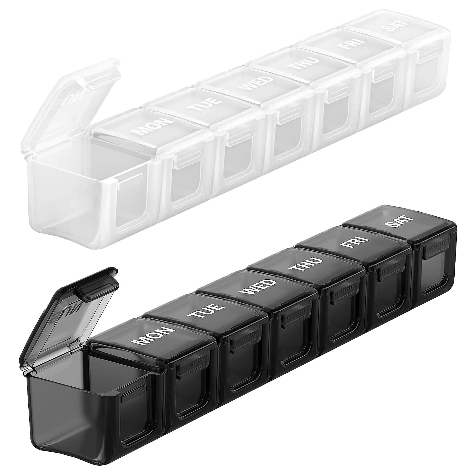 Sukuos organizador semanal de pastillas extra grande con tapa fácil de abrir.