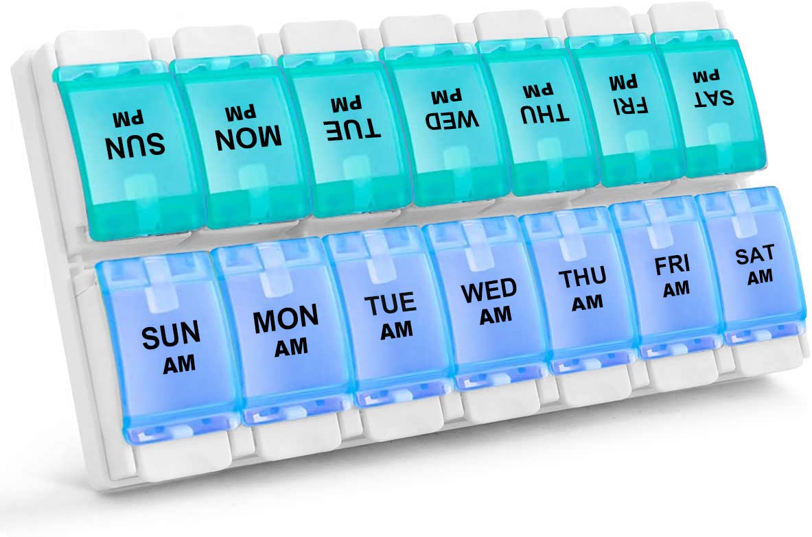 Sukuos organizador semanal de pastillas con vista clara para planificación diaria.