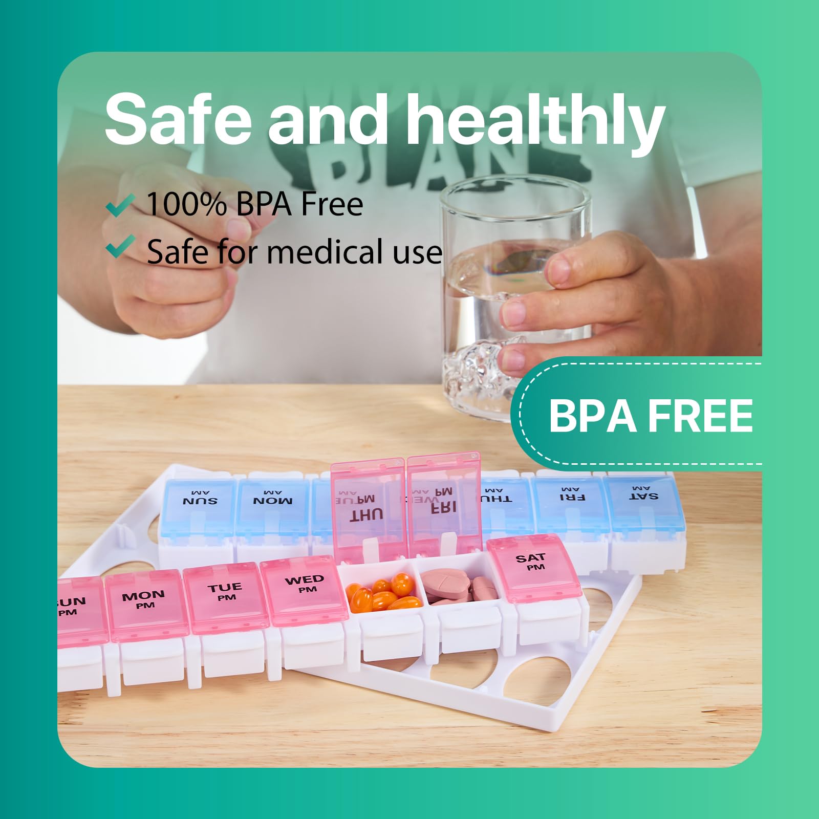 Sukuos ideal para viaje, organizador compacto para suplementos.