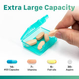 Pastillero Sukuos con compartimentos para cápsulas y suplementos.