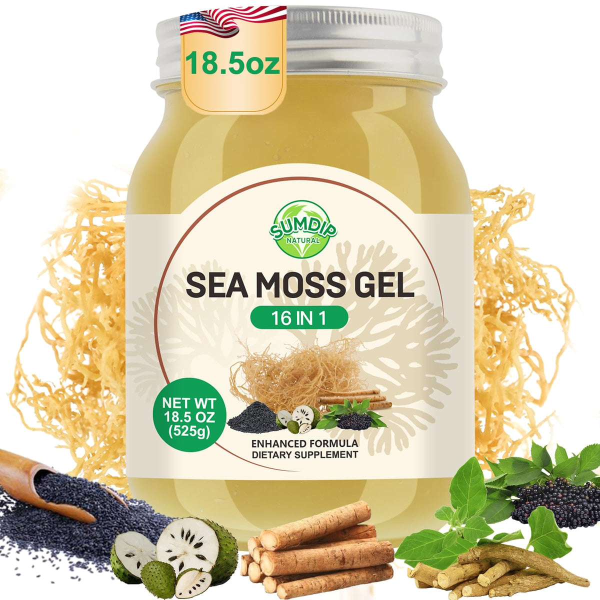 SumDIP gel de musgo irlandés, bote original de 18.5 oz para uso diario