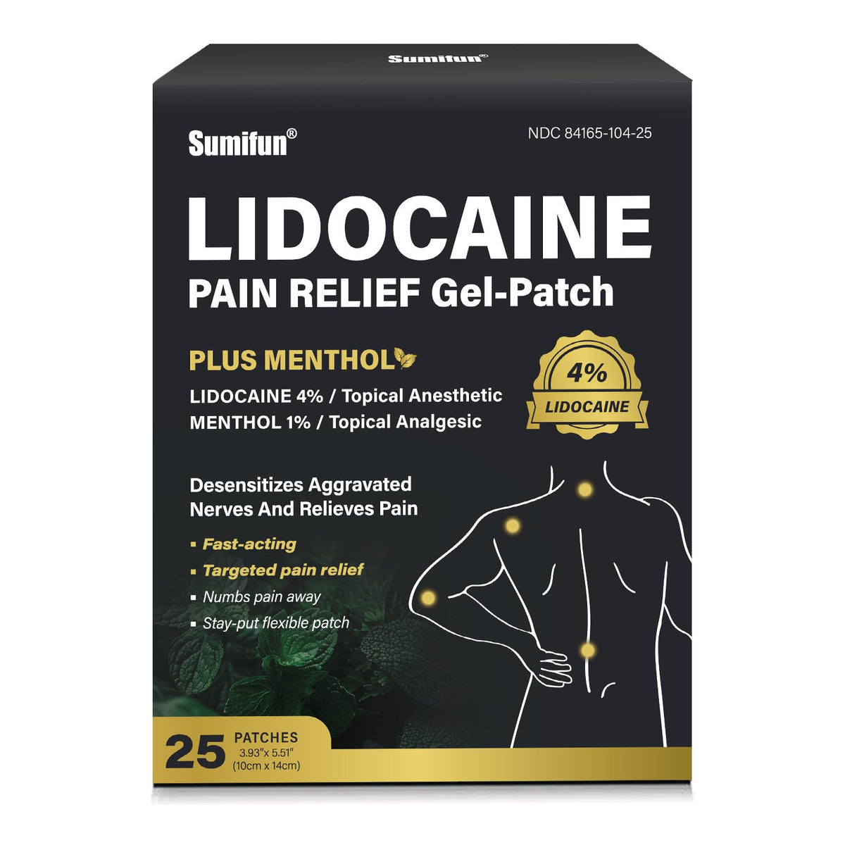 Sumifun parche dolor muscular para alivio temporal con lidocaína y mentol