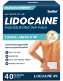 Parche Sumifun con lidocaína 4% aplicado en la espalda para alivio localizado.