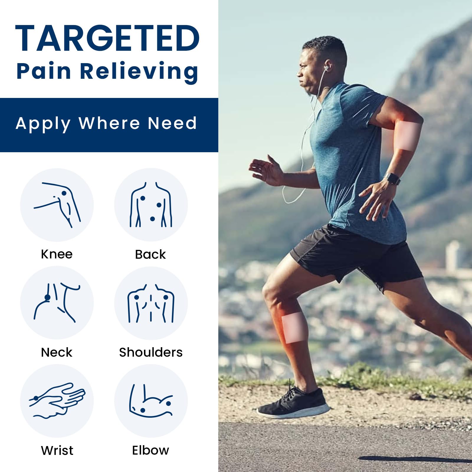 Parche Sumifun aplicado en espalda para dolor muscular.