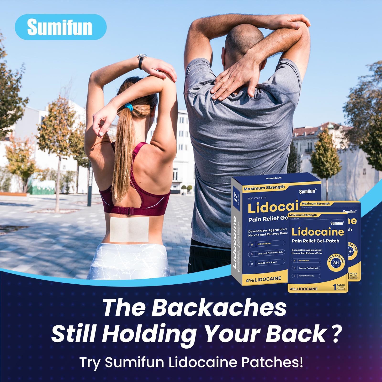 Sumifun parche lidocaína 4% para espalda con alivio focalizado