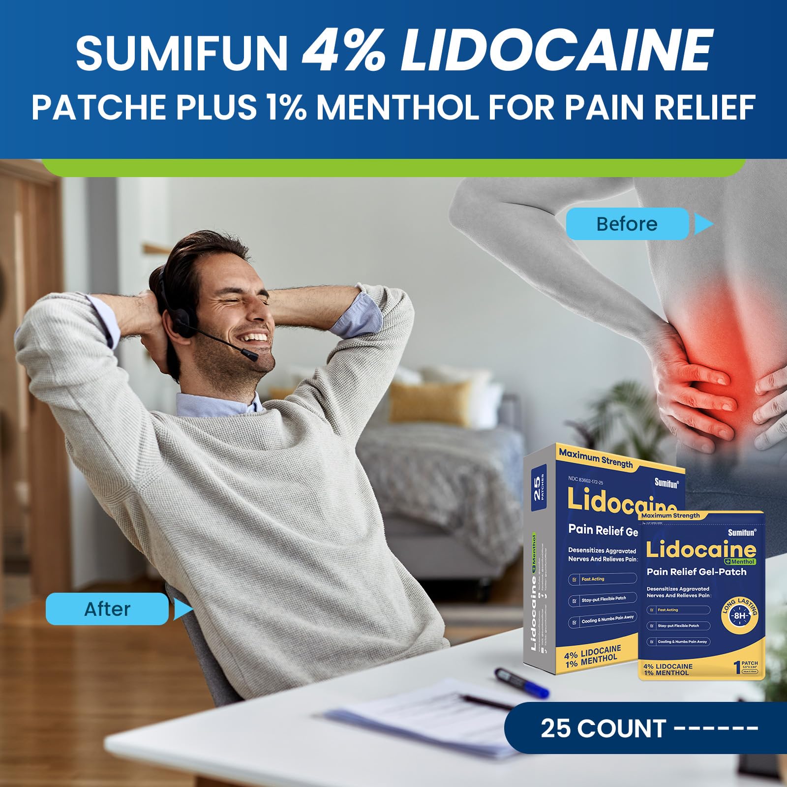 Sumifun parches lidocaína-mentol alivio cuello