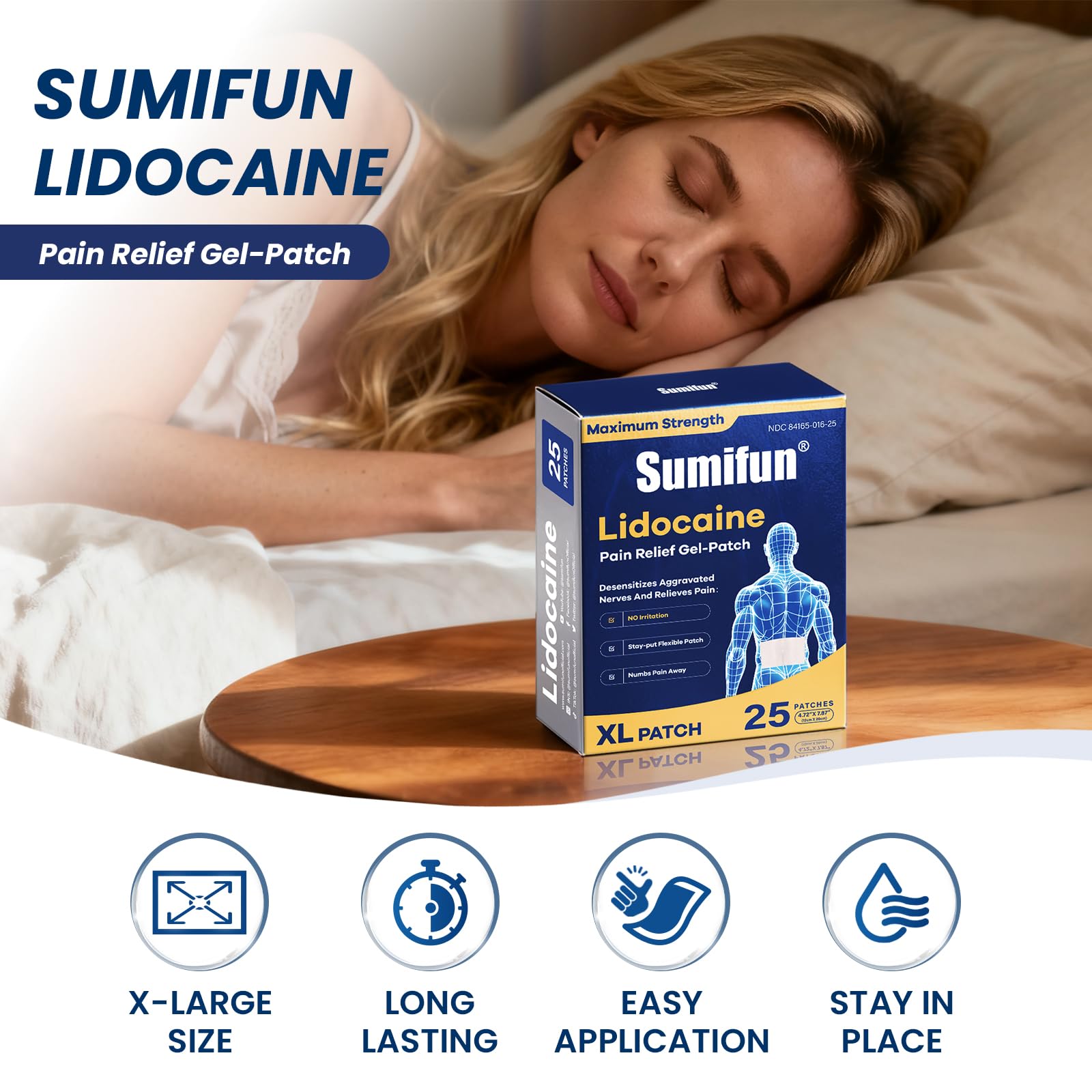 Aplicación del parche Sumifun XL en la espalda