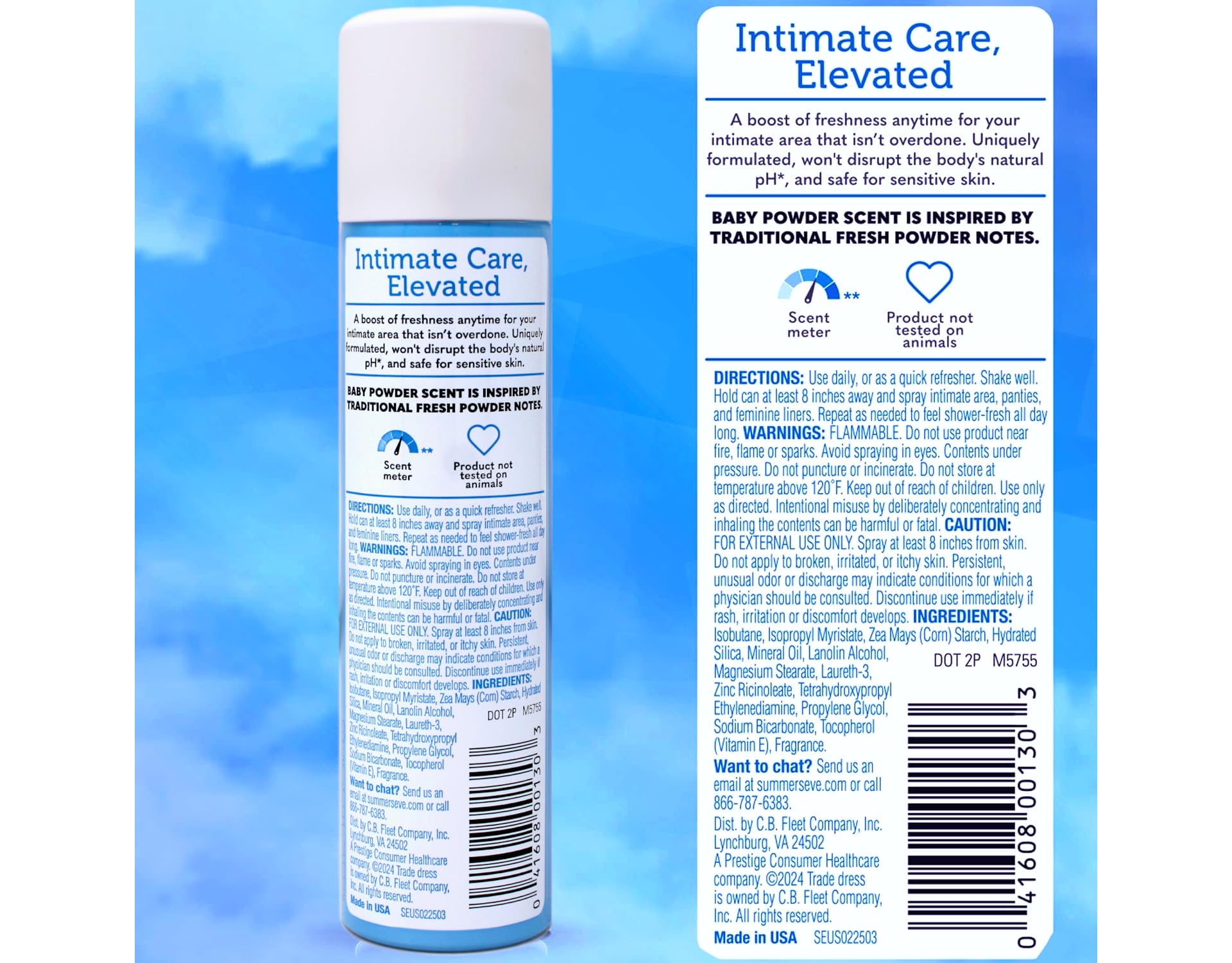 Aerosol compacto de Summer's Eve, ideal para la bolsa.