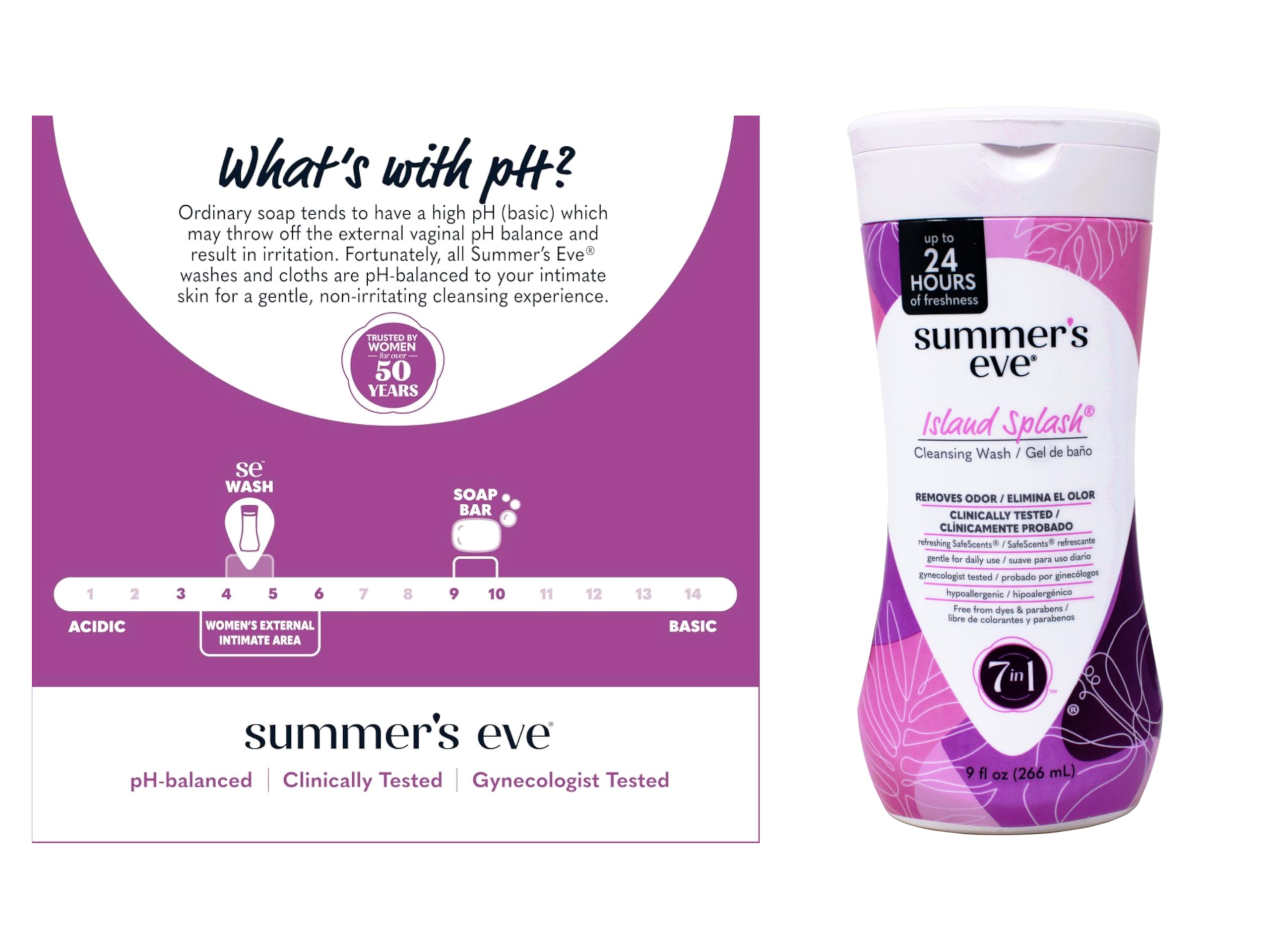 Summer's Eve Island Splash: embalaje compacto ideal para el baño.