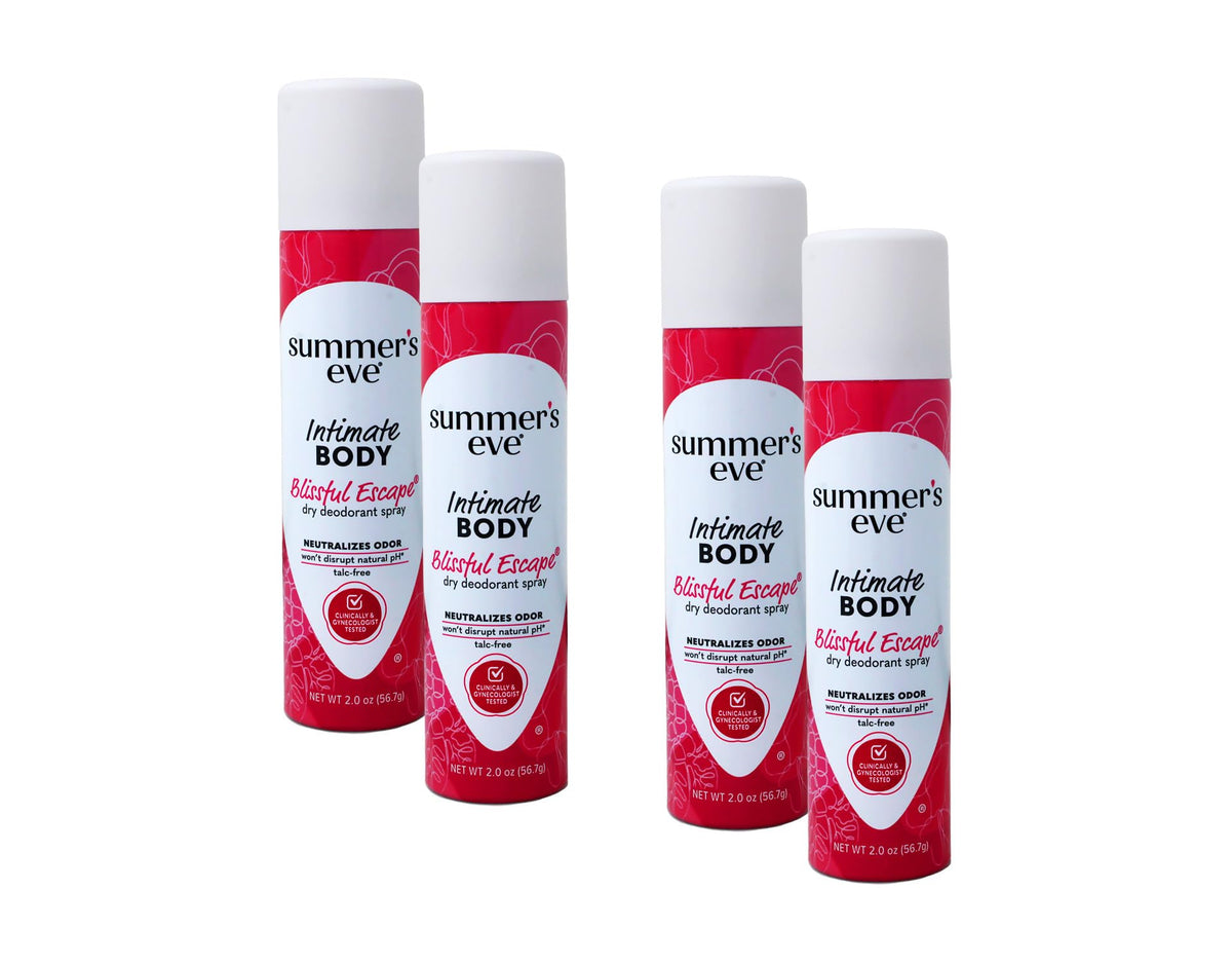 Summer's Eve Blissful Escape desodorante corporal seco, paquete de 4, fresca para uso diario.