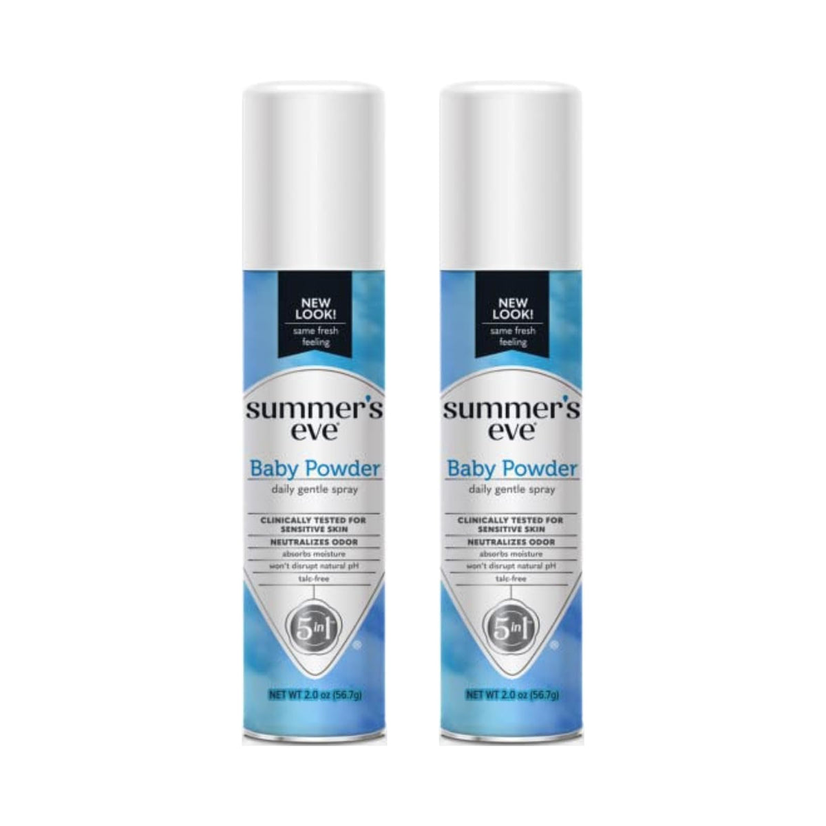 Summer's Eve Baby Powder desodorante atomizador 2oz pack para uso diario.