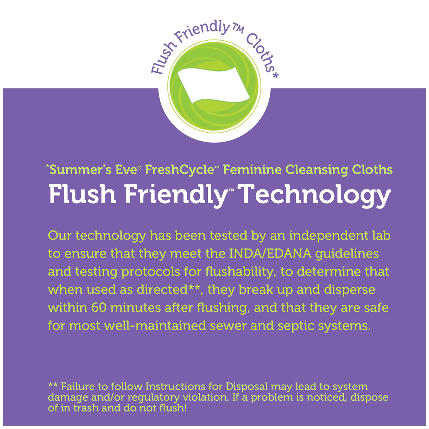 Summer's Eve FreshCycle probadas dermatológicamente y ginecológicamente para uso externo.