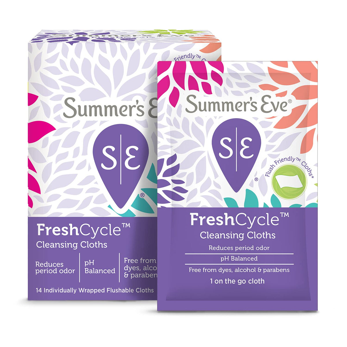 Summer's Eve FreshCycle toallitas limpieza externa suaves para higiene diaria.