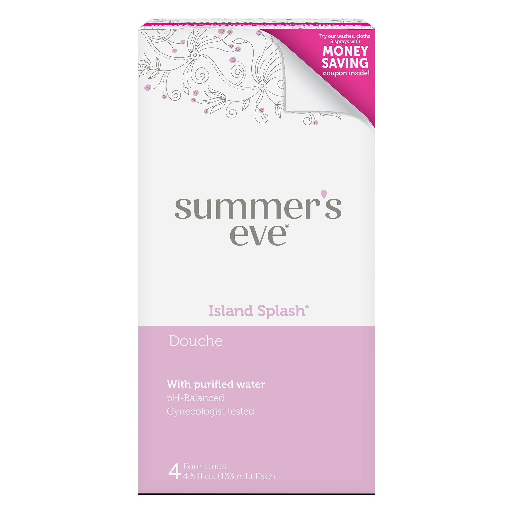 Summer’s Eve Isla Splash Ducha: botella lista para usar y aroma refrescante.