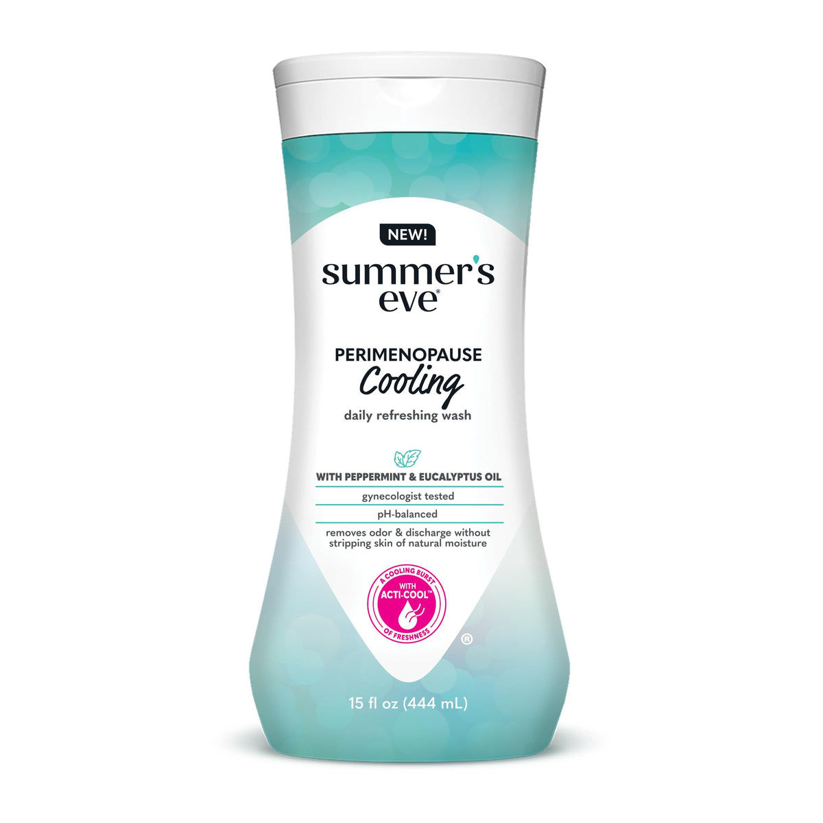 Summer’s Eve Perimenopause Wash: botella visible con fórmula fresca para uso diario