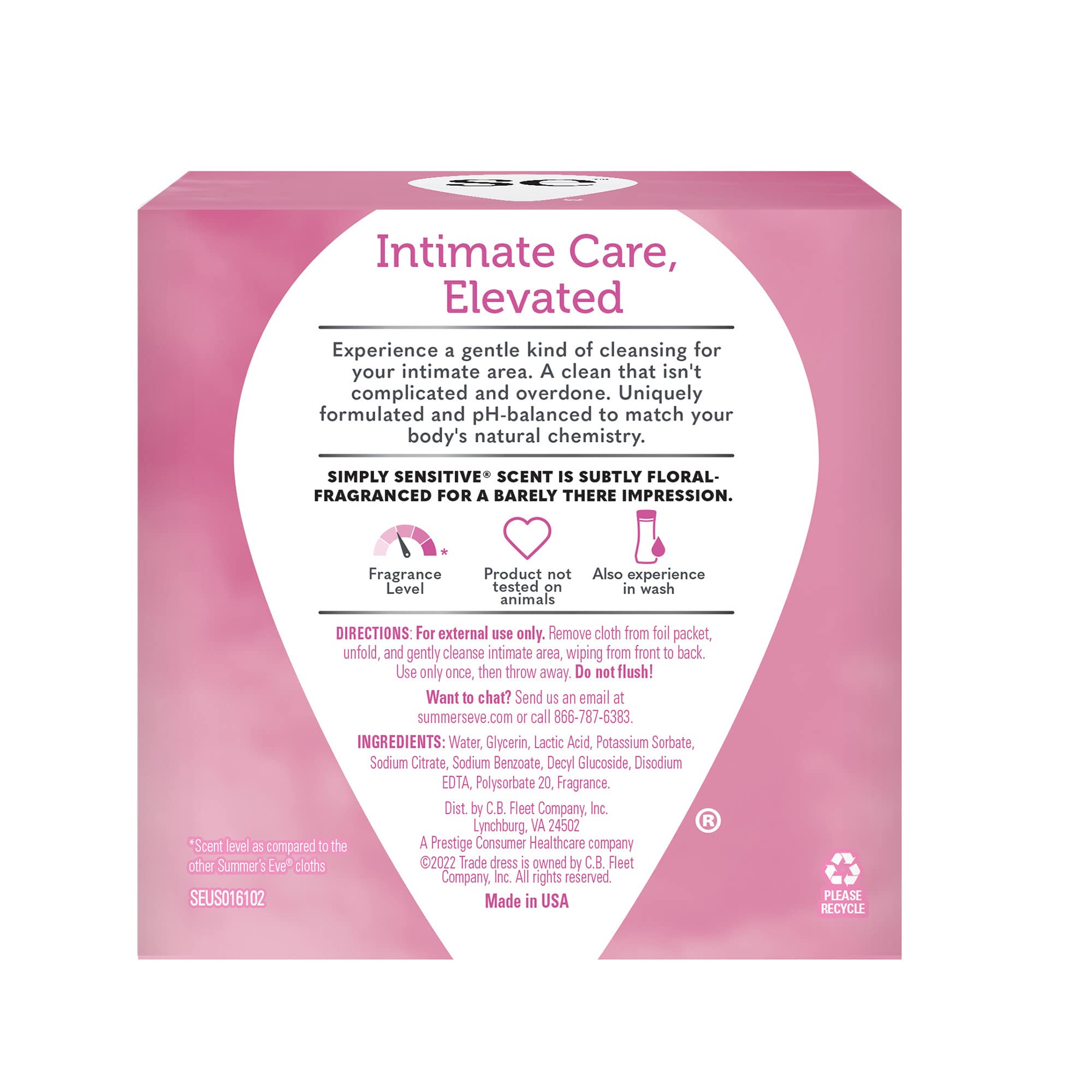 Summer's Eve Simply Sensitive, elimina olores y mantiene frescura constante.