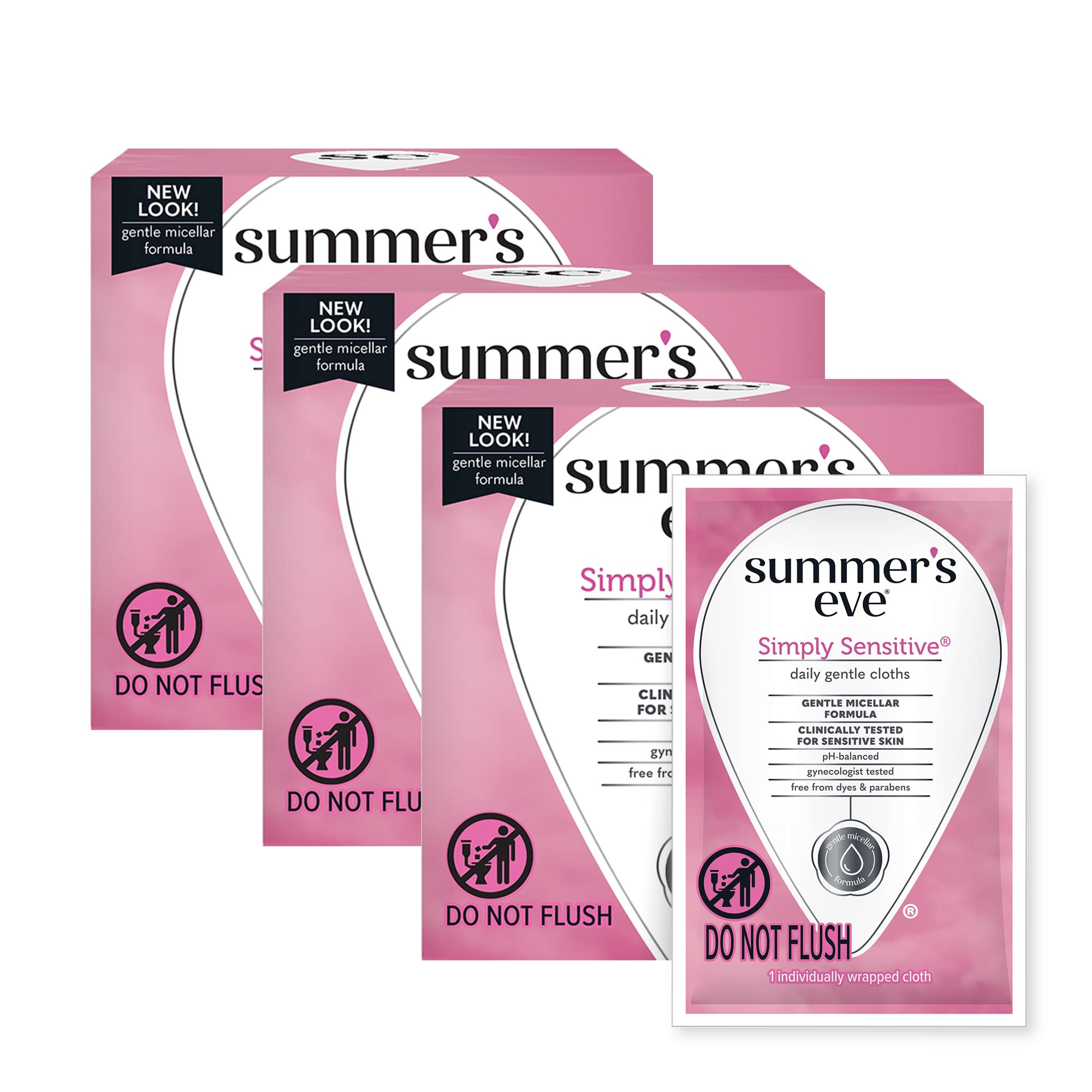 Summer's Eve Simply Sensitive, envueltas-individuales para higiene íntima y frescura.