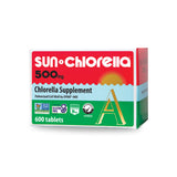 Sun Chlorella: botella de 500 mg lista para uso diario y bienestar.